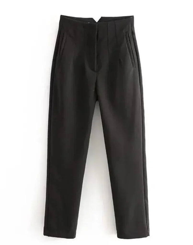 Women's Wrinkle Resistant Trousers – Tailored Straight Leg Dress Pants