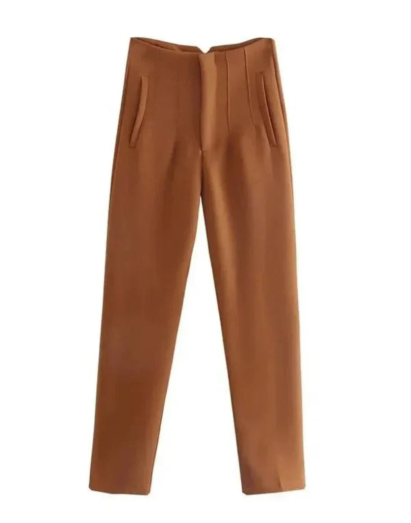 Women's Wrinkle Resistant Trousers – Tailored Straight Leg Dress Pants