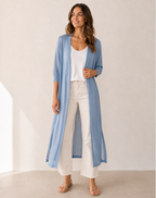 Women's Longline Duster Cardigan – Open Front Knit Sweater