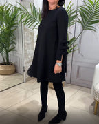 Women's Knee Length Dress – Long Sleeve Pocket Everyday Dress