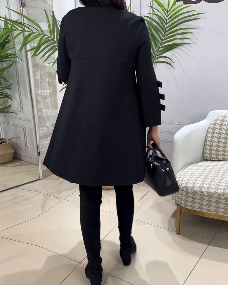Women's Knee Length Dress – Long Sleeve Pocket Everyday Dress
