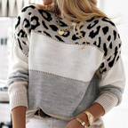 Women's Leopard Print Sweater – Oversized Animal Pattern Knit Pullover
