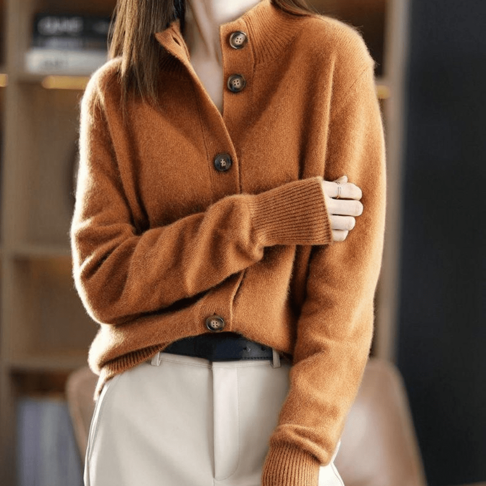 Women's Fluffy Knit Cardigan – Soft Button Front Long Sleeve Cardigan