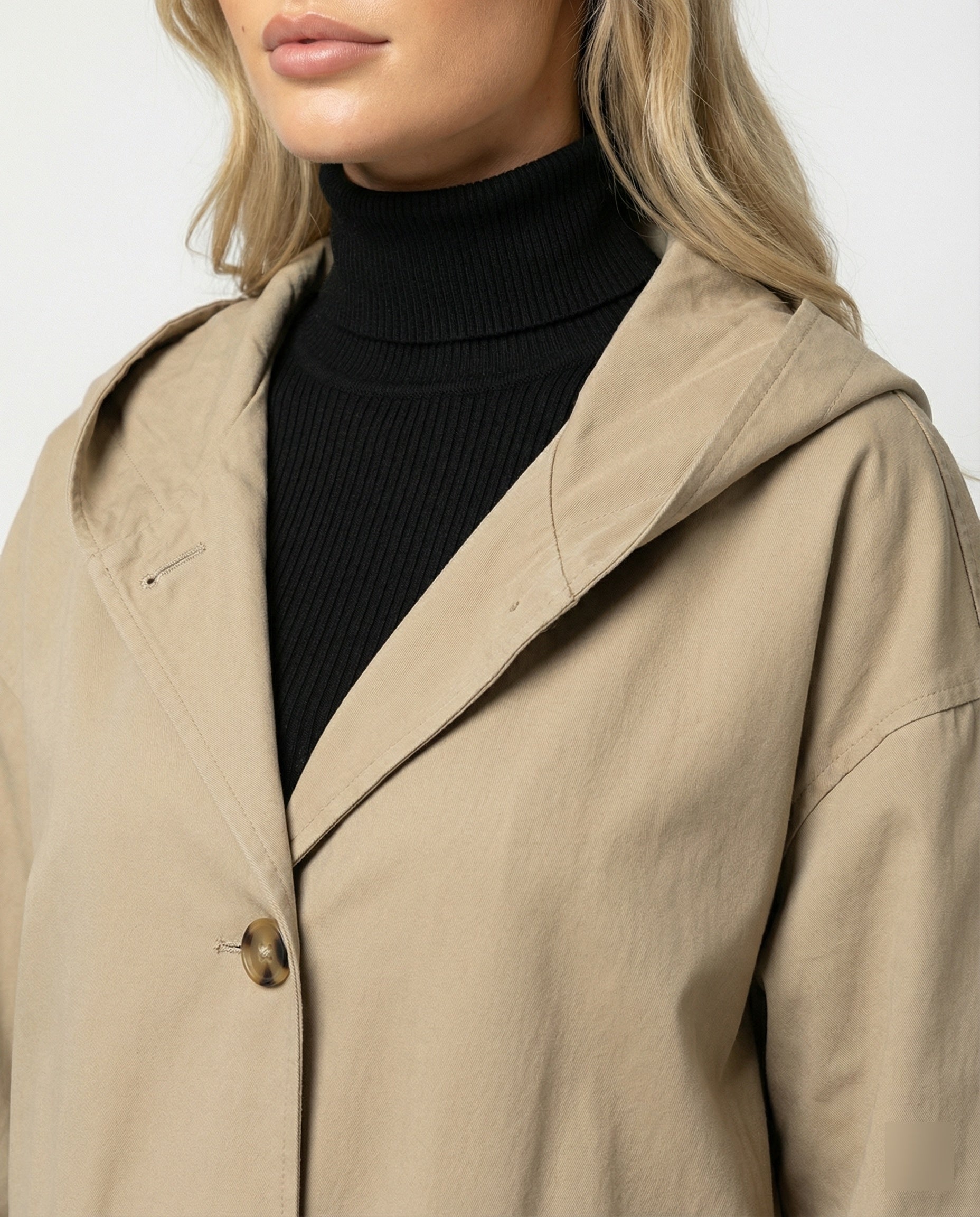 Women's Long Belted Trench Coat – Adjustable Waist Transitional Coat