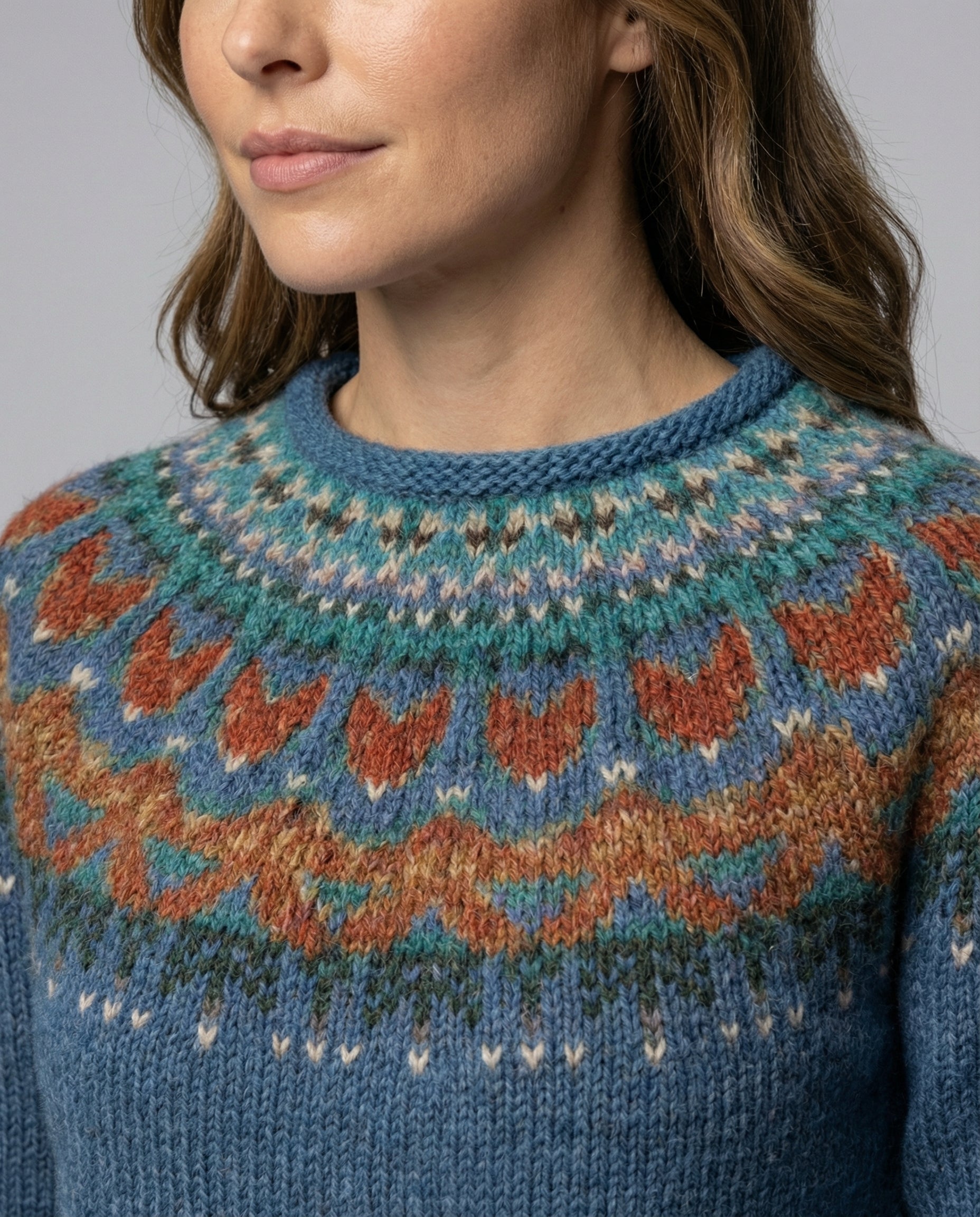 Women's Vintage Nordic Sweater – Icelandic Pattern Crew Neck Knit Pullover