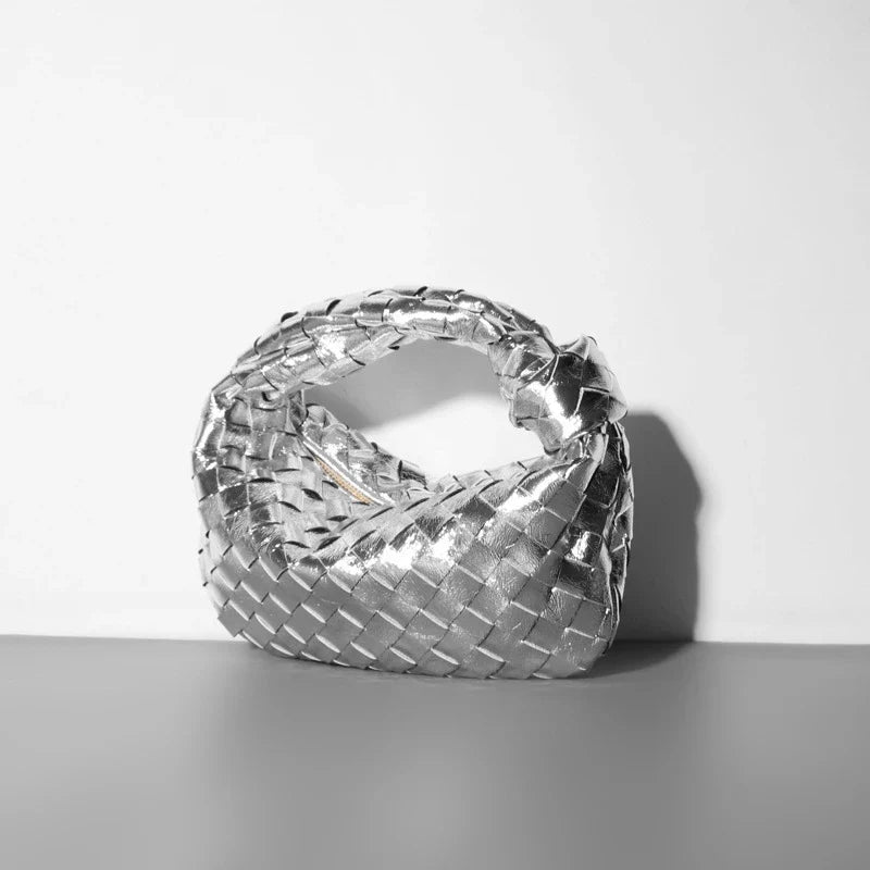 Women's Braided Metallic Handbag – Luxury Evening Handbag – Blair