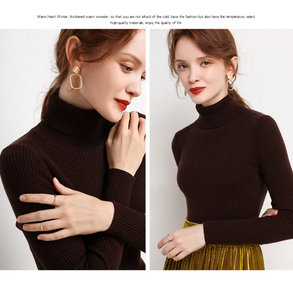 Women's Turtleneck Sweater – Classic Roll Neck Winter Sweater