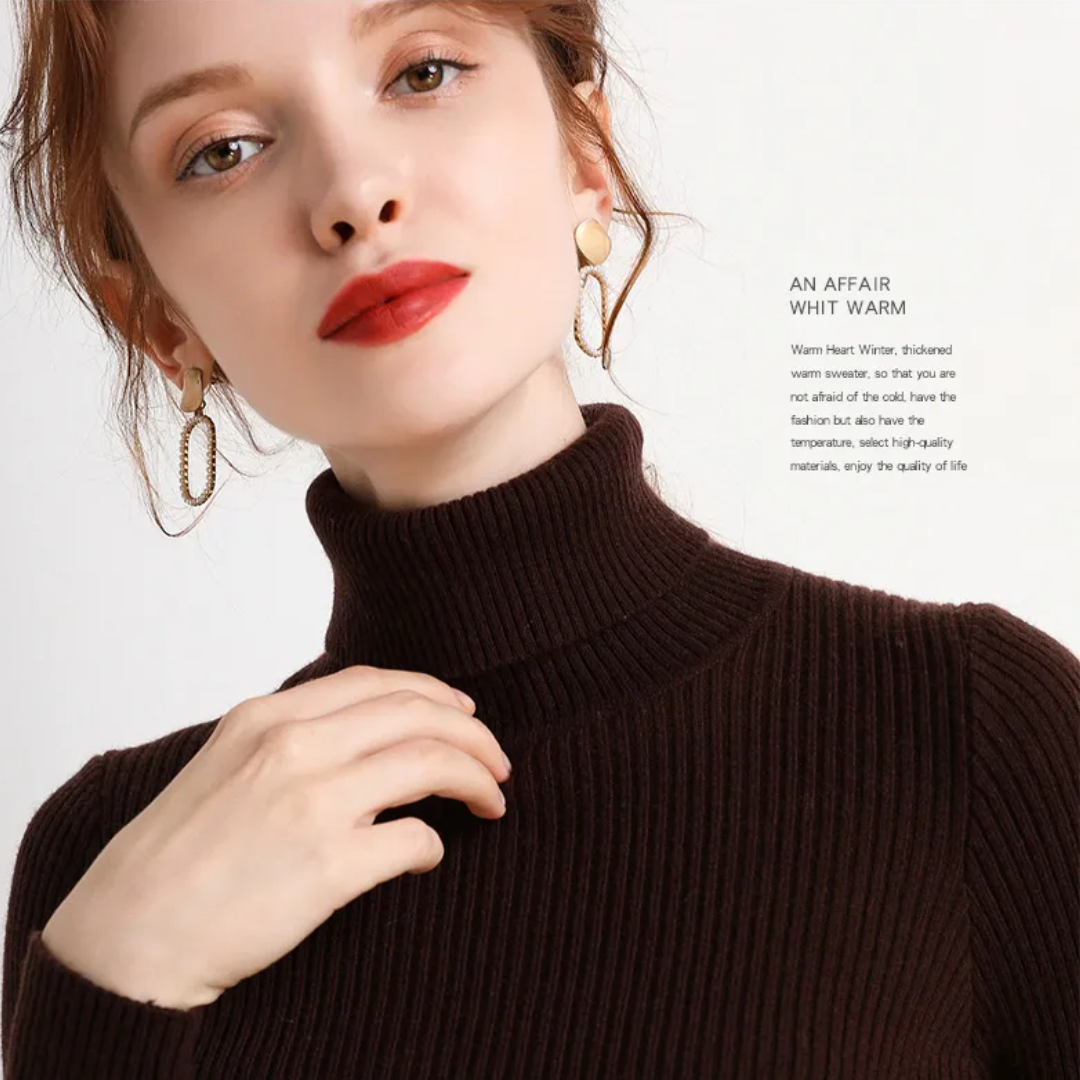 Women's Turtleneck Sweater – Classic Roll Neck Winter Sweater