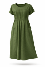 Women's Relaxed Midi Dress – Pocket Casual Dress