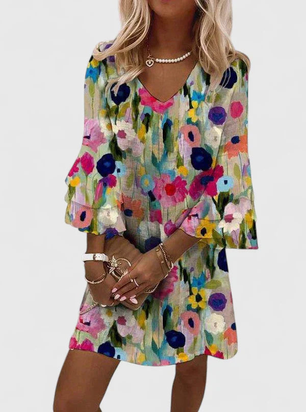 Rosalie | Floral V-Neck Mini Dress