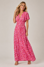 Women's V-Neck Floral Maxi Dress – Boho Summer Dress