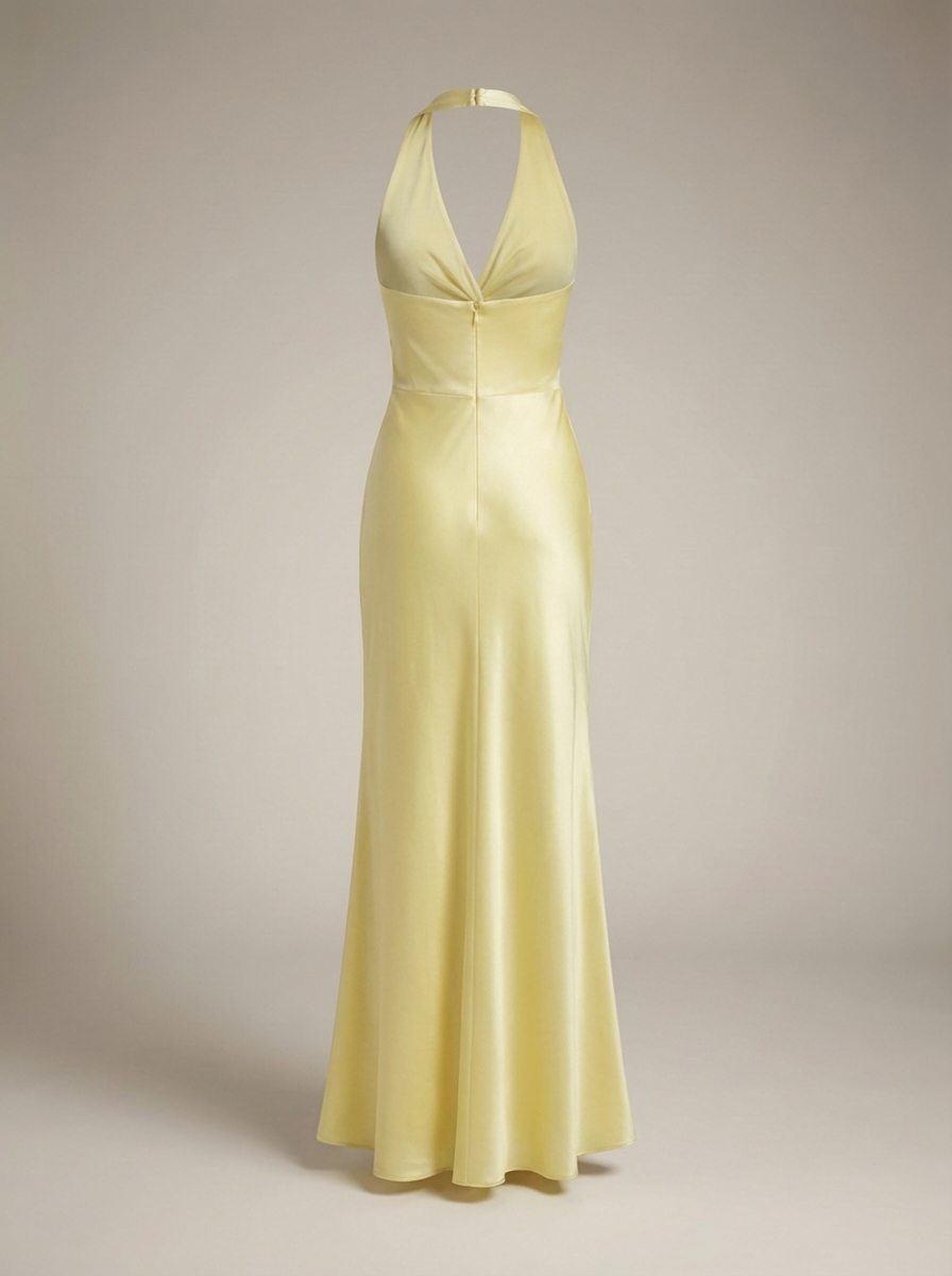 Women's Satin Halter Maxi Dress – Formal Occasion Dress