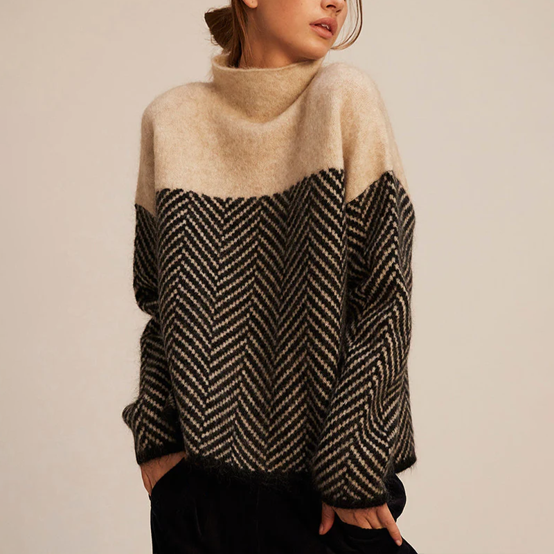 Women's High Neck Sweater – Relaxed Fit Winter Knit Sweater
