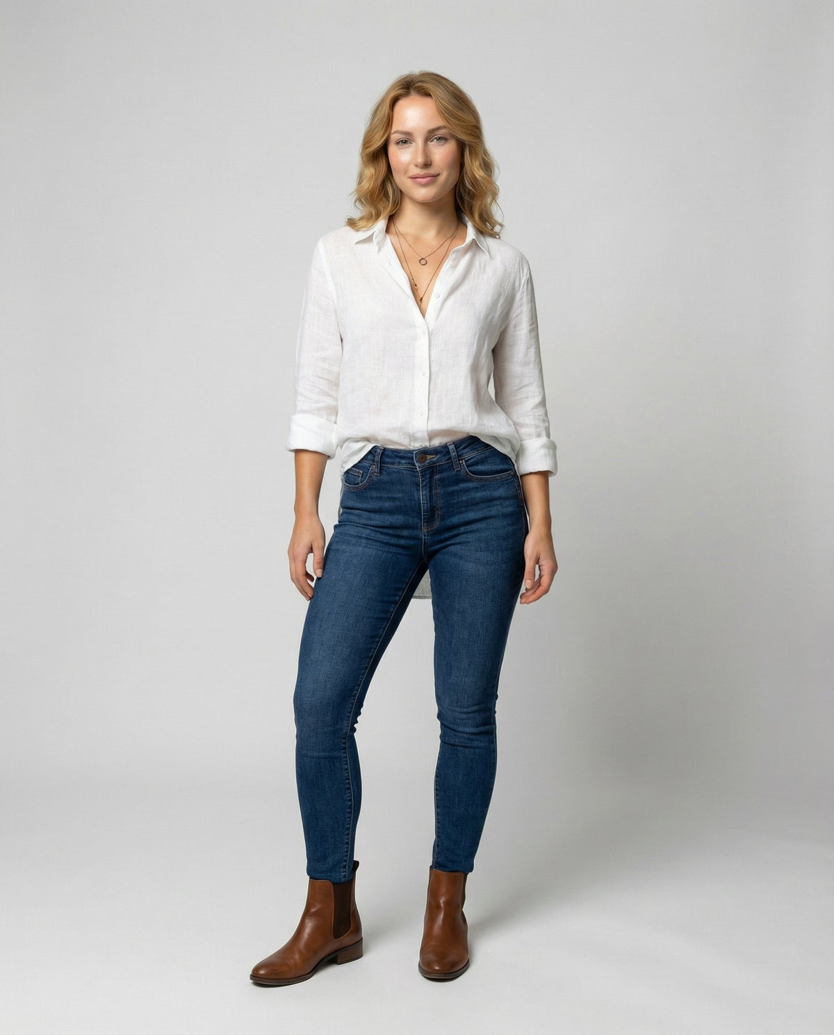 Women's Collared Three-Quarter Sleeve Blouse – Classic Button Front Blouse