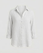 Women's Collared Three-Quarter Sleeve Blouse – Classic Button Front Blouse