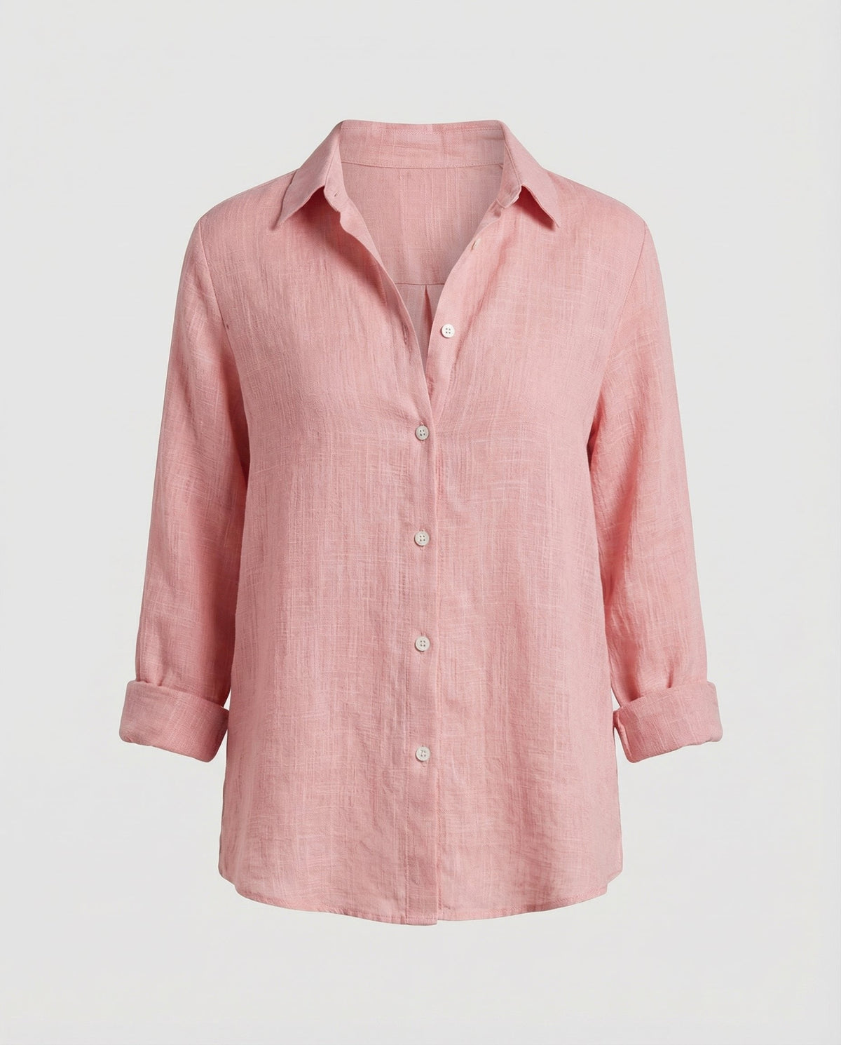 Women's Collared Three-Quarter Sleeve Blouse – Classic Button Front Blouse