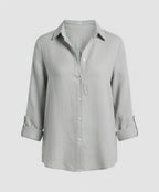 Women's Collared Three-Quarter Sleeve Blouse – Classic Button Front Blouse
