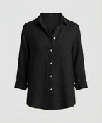 Women's Collared Three-Quarter Sleeve Blouse – Classic Button Front Blouse