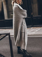 Women's Chunky Longline Cardigan – Oversized Lapel Button Cardigan