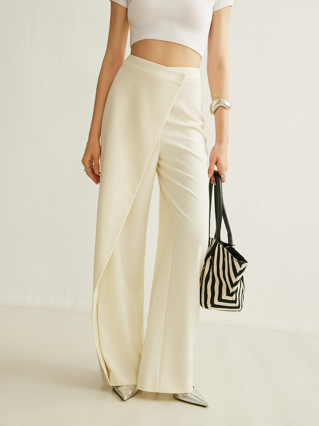 Women's Wrap Front Pants – Asymmetrical Wide Leg Pants