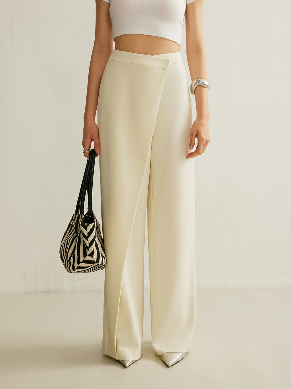 Women's Wrap Front Pants – Asymmetrical Wide Leg Pants