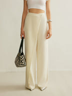 Women's Wrap Front Pants – Asymmetrical Wide Leg Pants
