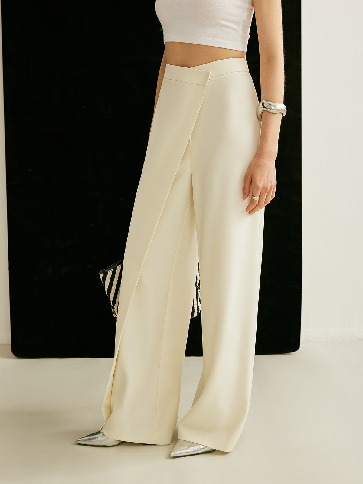 Women's Wrap Front Pants – Asymmetrical Wide Leg Pants