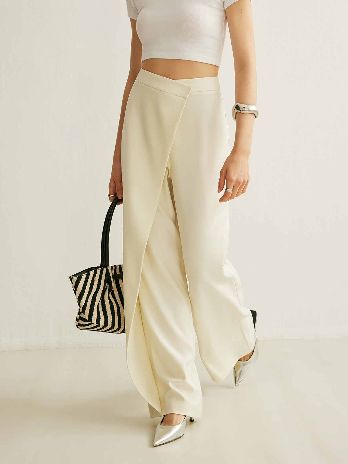 Women's Wrap Front Pants – Asymmetrical Wide Leg Pants