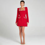 Women's Pearl Mini Dress – Embellished Cocktail Party Dress