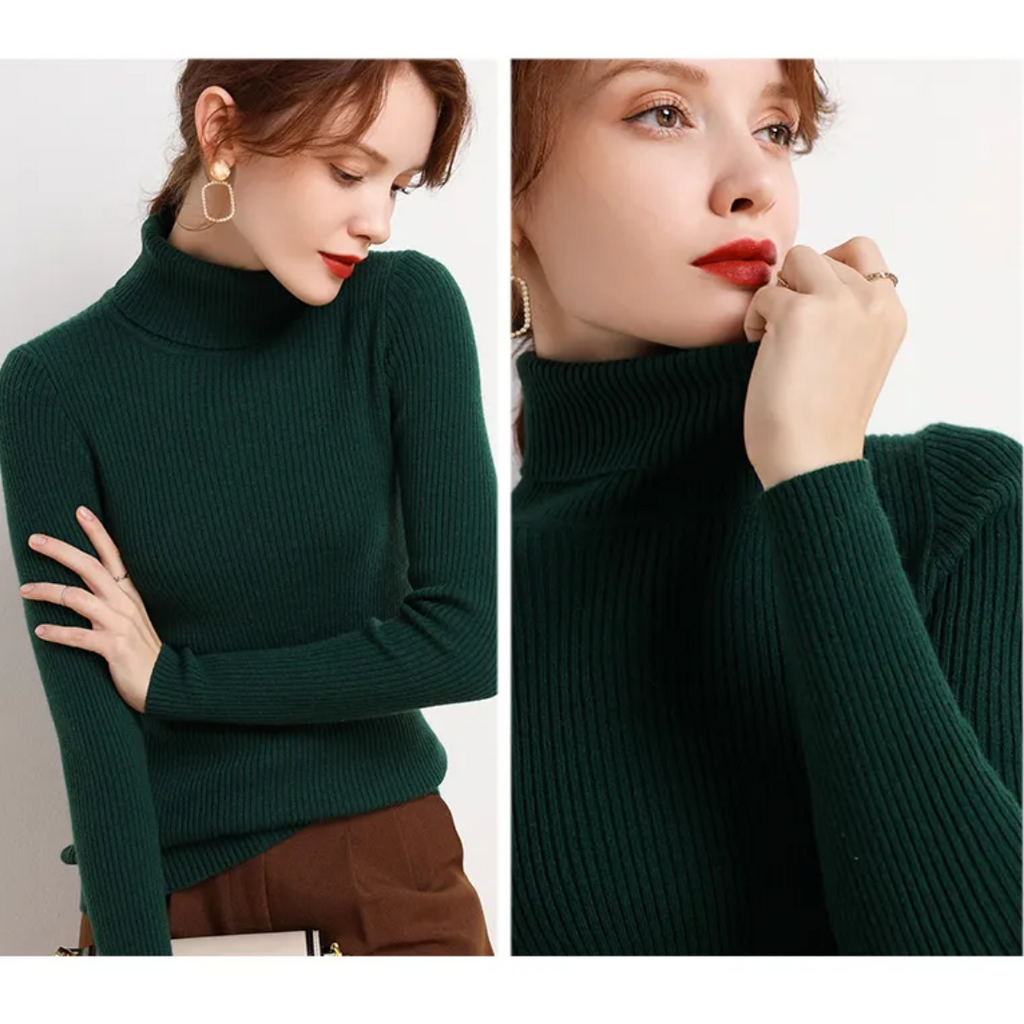 Women's Turtleneck Sweater – Classic Roll Neck Winter Sweater