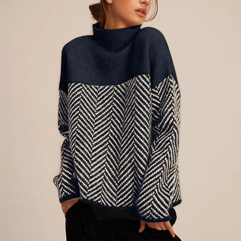 Women's High Neck Sweater – Relaxed Fit Winter Knit Sweater