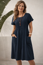 Women's Relaxed Midi Dress – Pocket Casual Dress