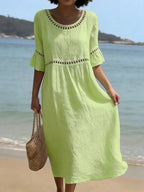 Women's Flowy Midi Dress – Figure-Flattering Day-to-Night Dress