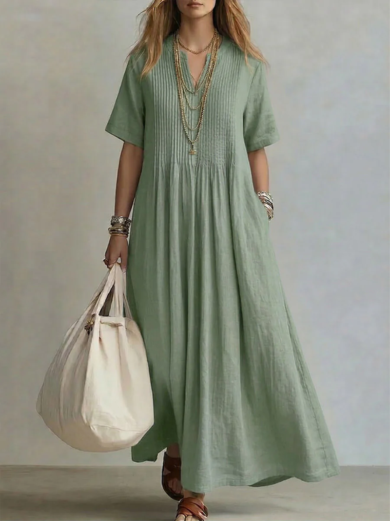 Women's Pleated Occasion Dress – Flowy Feminine Cocktail Dress