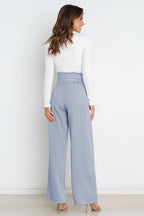 Women's Paperbag Waist Trousers – High Waist Bow Detail Wide Leg Pants