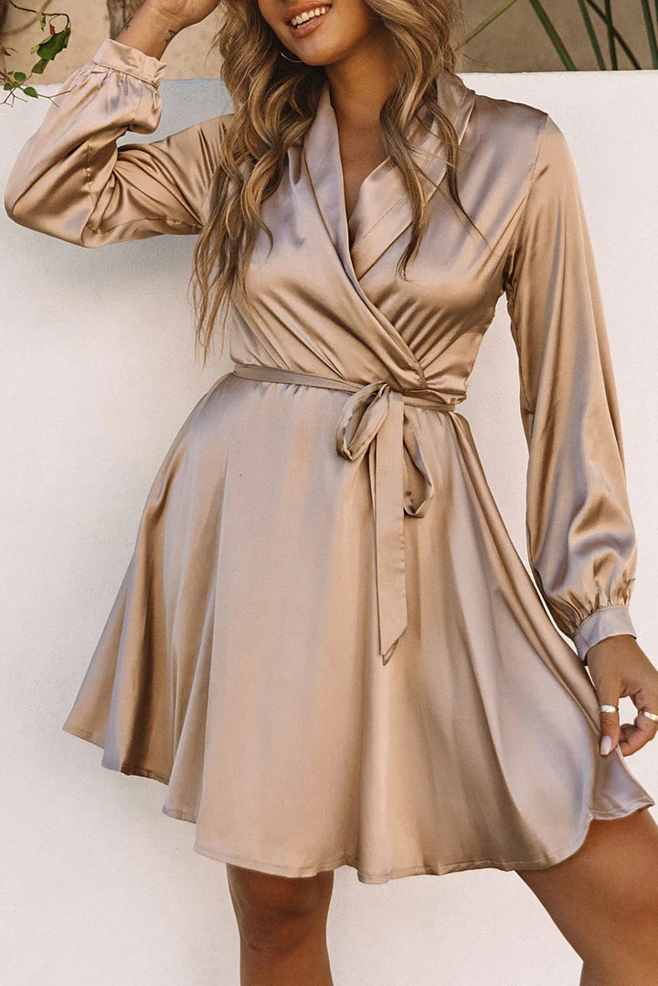 Women's Wrap Dress – V-Neck Long Sleeve Cocktail Dress