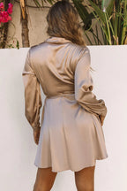 Women's Wrap Dress – V-Neck Long Sleeve Cocktail Dress