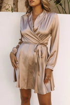 Women's Wrap Dress – V-Neck Long Sleeve Cocktail Dress