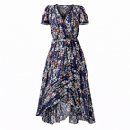 Women's Floral Wrap Dress – Belted Midi Dress