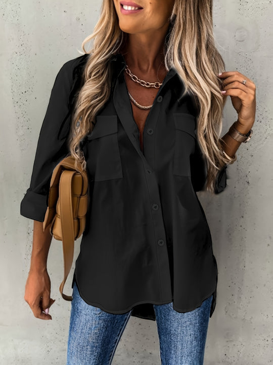 Women's Button Front Blouse – Classic Long Sleeve Everyday Blouse