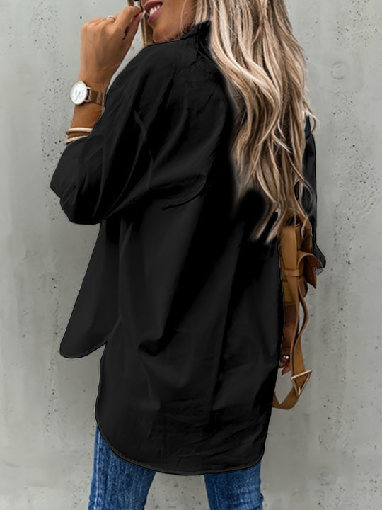 Women's Button Front Blouse – Classic Long Sleeve Everyday Blouse
