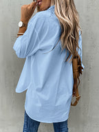 Women's Button Front Blouse – Classic Long Sleeve Everyday Blouse
