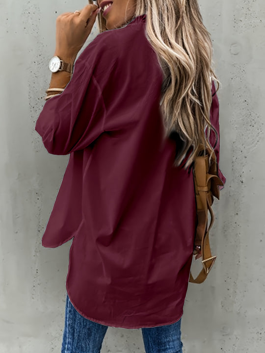 Women's Button Front Blouse – Classic Long Sleeve Everyday Blouse