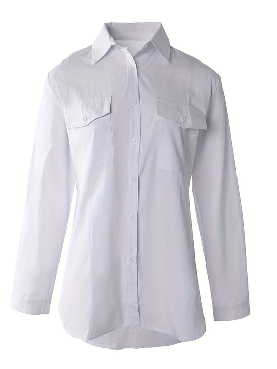 Women's Button Front Blouse – Classic Long Sleeve Everyday Blouse