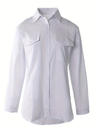 Women's Button Front Blouse – Classic Long Sleeve Everyday Blouse