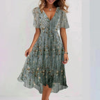 Women's Printed Midi Dress – Flowy Day-to-Night Dress
