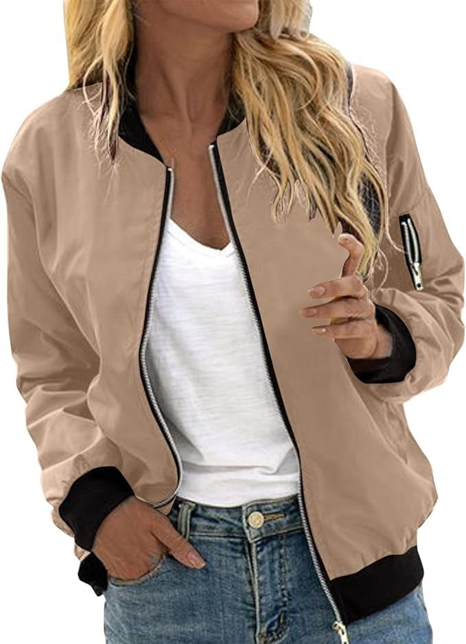 Women's Floral Zip Bomber Jacket – Lightweight Spring Jacket