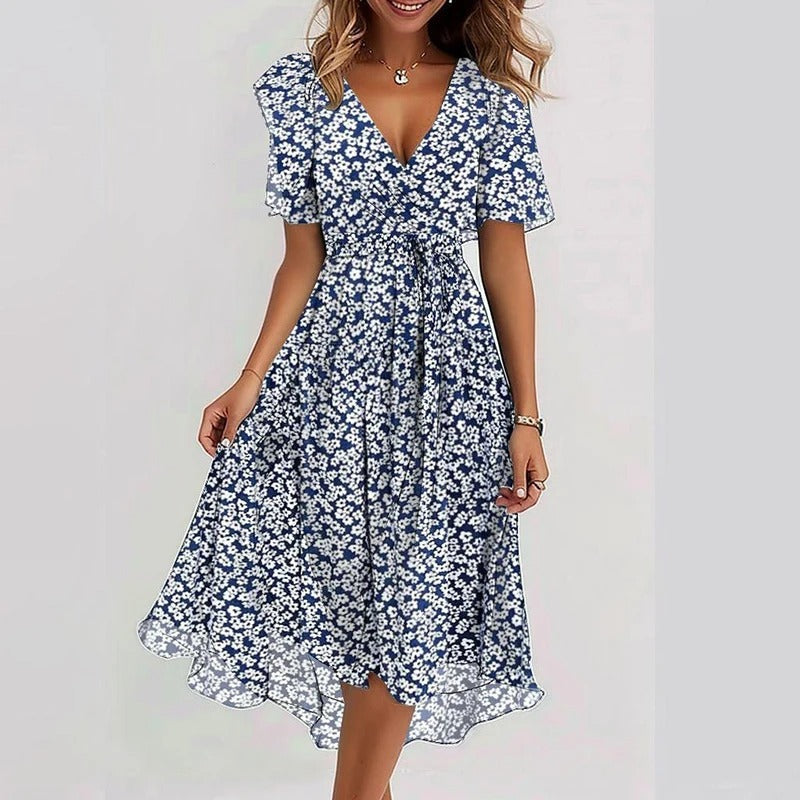 Women's Printed Midi Dress – Flowy Day-to-Night Dress