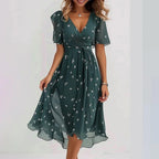Women's Printed Midi Dress – Flowy Day-to-Night Dress