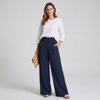 Women's High Waist Palazzo Pants – Wide Leg Elastic Waist Trousers